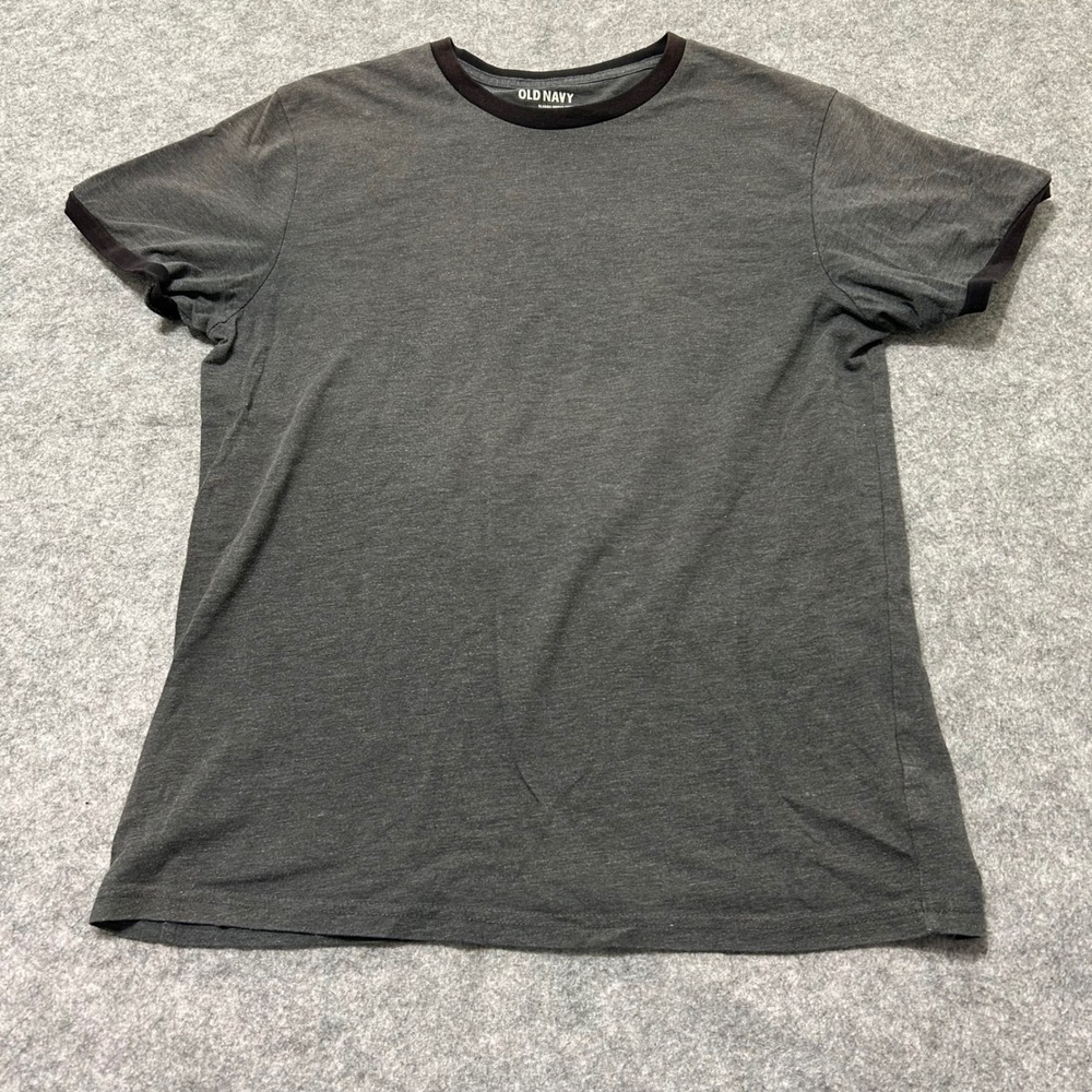 Old Navy Ringer T-Shirt Mens Medium Gray Short Sleeve Classic Crew Neck 2938